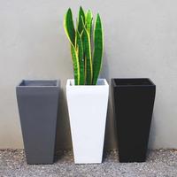Kits de Propagation Carrés Hauts Décoratifs Modernes en Fibre de Verre Noir Brillant Résistant aux UV pour Jardin Toutes Saisons Chau Viet