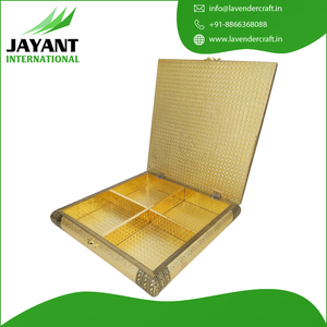 Golden <b>Artificial</b> Leather Finish, Wooden Handmade Rajwadi Chocolate Box/ Sweet Box - Product Image 5