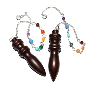 Achetez des pendules en bois de rose avec chaîne de chakra en ligne : Pendules en bois de rose avec chaîne de chakra en vente - Product Image 1