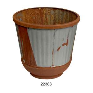 Industrial <b>Rustic</b> Rolled Metal Drum Accent <b>Side</b> <b>Table</b> Rare and Antique Design Galvanized <b>Table</b> for Home Decor - Product Image 3