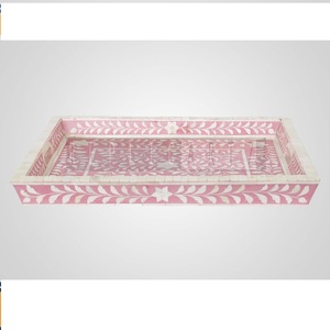 Luxury Pink Resin Art Deco Geometric Decorative Serving Tray | <b>Rectangle</b> Vanity Organizer <b>Coffee</b> <b>Table</b> Display Elegant Decor - Product Image 4