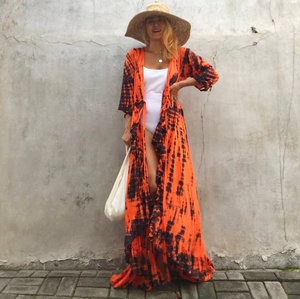 Diseñador vestido de las mujeres ropa rayón Tie Dye Kimono de - Product Image 1