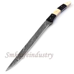 New Custom Hand Forged Damascus Fillet Fishing knife With leather Sheath cover (smk1633) - Product Image 1
