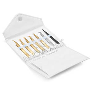 Pinzas para extensión de pestañas, bolsa de cuero, 14 unidades - Product Image 5