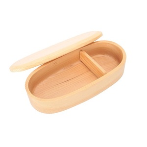 กล่องเบนโตะไม้ใส่อาหารกล่องอาหารปิกนิกทรงวงรีกล่องใส่อาหาร - Product Image 4