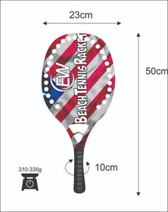 Raquettes de beach tennis sur mesure avec face de 20 mm, poids de 310-330 g, longueur de 50 cm, poignée en fibre de carbone et filet en fibre de verre carbone - Product Image 4
