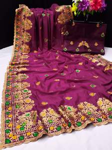 Sari lourd orné de dentelle, vêtement pour femmes, designer, pierres, Gujarati, Inde du Sud, ODM, adultes, Inde et Pakistan, 10000 - Product Image 5