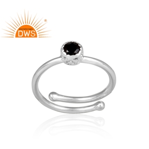Bague en pierre précieuse naturelle ronde et noire, vente en gros de bijoux en argent indien, vente en gros - Product Image 2