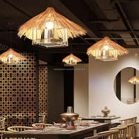 Lustre suspendu en rotin fait main, style industriel moderne, chinois, européen, japonais, minimaliste, pour extérieur, lampe LED en bambou