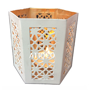 Portavelas votivo de hierro rosa moderno y clásico hecho a mano único, tarro ligero de té para decoración del hogar, Diwali de Navidad - Product Image 2