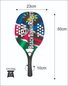 Raquettes de beach tennis avec face de 20 mm, poids de 310-330 g, longueur de 50 cm, poignée en fibre de carbone et filet en fibre de verre carbone - Product Image 3