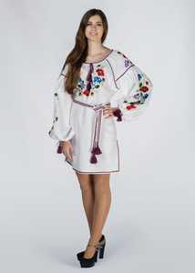 Ropa de mujer más vendida, ropa de fiesta de vacaciones, Vestido corto ucraniano para mujer, vestido bordado de manga larga con cinturón hasta la rodilla - Product Image 4