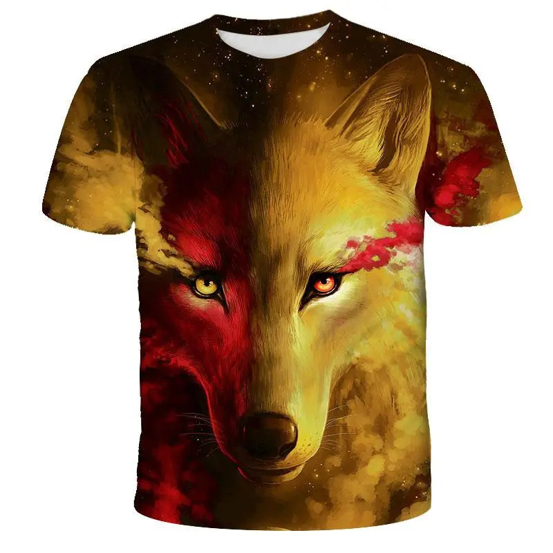 Lovers Wolf Printed T Shirts Men 3d T-shirts Drop Ship Top Tee Short Sleeve Round Neck Fashion Casual Sublimation T-shirt.