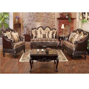 Ancient Brown Polish Teak Wood <b>7</b>-<b>Seater</b> Modern Living Room <b>Sofa</b> Set Royal Durable - Product Image 1