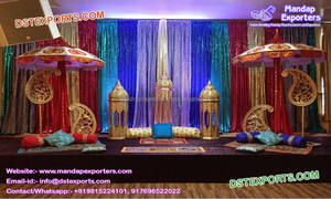 Punjabi Theme <b>Mehndi</b> Stage With Statues Latest Punjabi Wedding Stage Decor New Punjabi Wedding Theme Stage <b>Decoration</b> USA - Product Image 3
