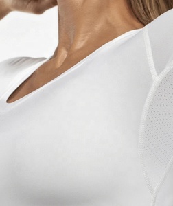 Camisetas informales elásticas para mujer, Camiseta ajustada con cuello de pico profundo, Top de manga corta, ropa deportiva - Product Image 6