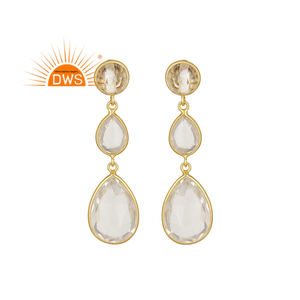 925เงินสเตอร์ลิงห้อยต่างหูคริสตัลควอตซ์พลอยรับรองขายส่งเครื่องประดับเงิน - Product Image 1