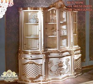 Vitrina con acabado blanco y plateado para el hogar, mueble clásico para sala de estar - Product Image 4