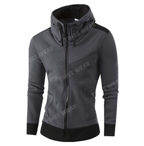 Custom Logo High Quality Slim Fit Zipper Patchwork Men's Fleece Hoodie Polyester/Cotton Quick-Dry - Product Image 5