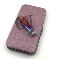 Nouveauté : Coupe-ongles incurvé professionnel en acier inoxydable japonais, couleur argent plasma arc-en-ciel, avec logo personnalisé