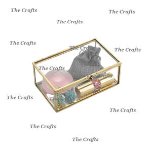 Boîte à bijoux rectangulaire en métal et verre de forme avec boîte à bijoux décorative de table de taille personnalisée de qualité supérieure - Product Image 2