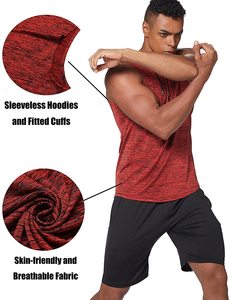 <b>Men's</b> Custom Made Workout Tank Tops Wholesale Gym Clothing with Fashion Print Logos <b>Sleeveless</b> <b>Hoodies</b> with Pullover for <b>Men</b> - Product Image 2