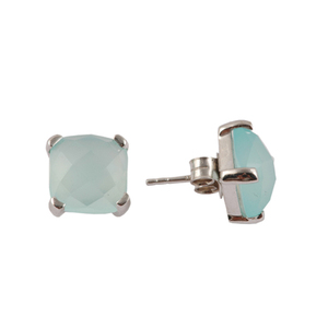 Boucles d'oreilles classiques au design simple, en argent sterling 925, pierre précieuse chalcédoine, boucles d'oreilles à clous, mode, fêtes, cadeau, fabrication de boucles d'oreilles - Product Image 1