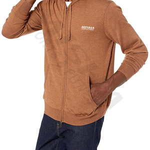 Hot Seller Great Ever Style Zip up Hoodies Competitive Price <b>Men</b> Brown <b>Zipper</b> <b>Hoodie</b> Hooded Customized Logo Design Fleece Fabric - Product Image 5