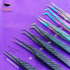Pointed Stainless Steel <b>Rainbow</b> Color Eyelash Extension Tweezers / Amazing Plasma Black Russian Volume Extension Tweezers Custom - Product Image 1