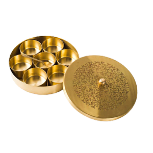 Brass Copper Spice Container Masala Dabba Condiment handmade design brass metal spice box supplier