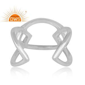 Anillo de plata fina de alta calidad, hecho a mano, diseño abstracto martillado, fabricante de joyería - Product Image 4