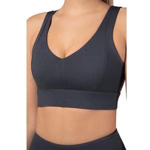 Women's Mid High Support Sports <b>Bra</b> Removable Cups Lightweight Breathable Four-Way <b>Stretch</b> Eco-Friendly Nylon Running Workout - Product Image 3