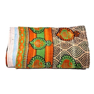 Couvre-lit de couette Kantha Vintage fait à la main 100% coton Gudari couverture Queen Size pour la maison ou l'hôtel utilisation estivale - Product Image 5