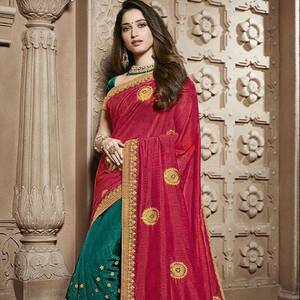 Bollywood Designer Saree Designer Miroir Travail Fleur Conception Doux Soie Tissu Impression Numérique Marron Couleur Sari avec Blouse Inde Ethnique - Product Image 1