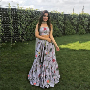 Moda Georgette bordado hilo trabajo lehenga choli con dupatta fiesta desgaste precio al por mayor Ropa Étnica Surat alphanumero - Product Image 6