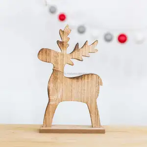 Hölzerne handgemachte Holzhandwerk Weihnachts baum dekoration stehender Hirsch für Tisch dekoration Großhandel aus Indien