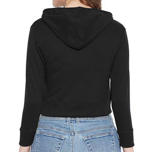 Sudadera corta con forro polar para mujer, Top corto con capucha y hombros al descubierto - Product Image 2