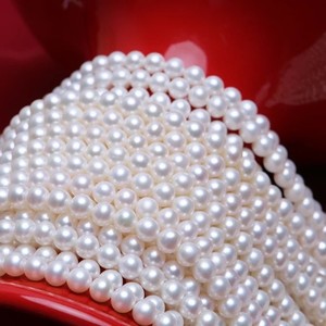 Top Grade 6mm Près Rond Blanc Rose Perles D'eau Douce Naturel Véritable Perle Brins En Vrac En Vrac En Gros au Prix D'usine - Product Image 2