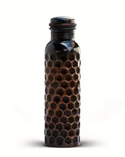 Botella de agua de cobre puro 100% grabada, recipiente Extra grande de 34 Oz, A prueba de fugas, para Yoga, viaje