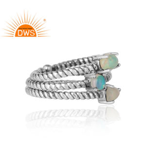 Fire Ethiopian <b>Opal</b> Gemstone Stackable <b>Ring</b> Jewelry Supplier Handmade Oxidized Sterling <b>Silver</b> <b>Ring</b> Jewelry Wholesale - Product Image 2