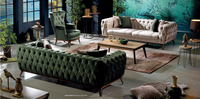 Ensemble de canapés Chesterfield Armoni de style européen moderne de luxe avec cadre en bois massif, rangement et fonction lit, pour appartement, salle à manger, hôtel
