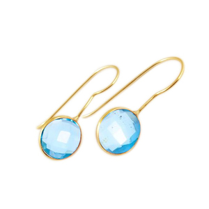 Boucles d'oreilles pendantes et tombantes en topaze bleue, argent Sterling 925, bijoux de forme ronde, nouvelle collection - Product Image 1