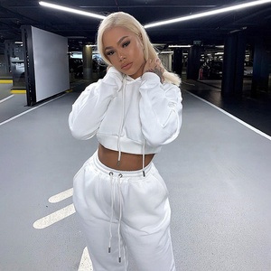 2021 Pakistan Factory Blank Custom logo <b>Tracksuits</b> for Women/top Quality Crop Top Hoodie <b>Tracksuits</b> for Women - Product Image 2
