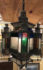 Lámpara de Metal colgante marroquí de alta calidad, nueva linterna decorativa hecha a mano, paneles de vidrio multicolores para el hogar, Navidad, boda - Product Image 2