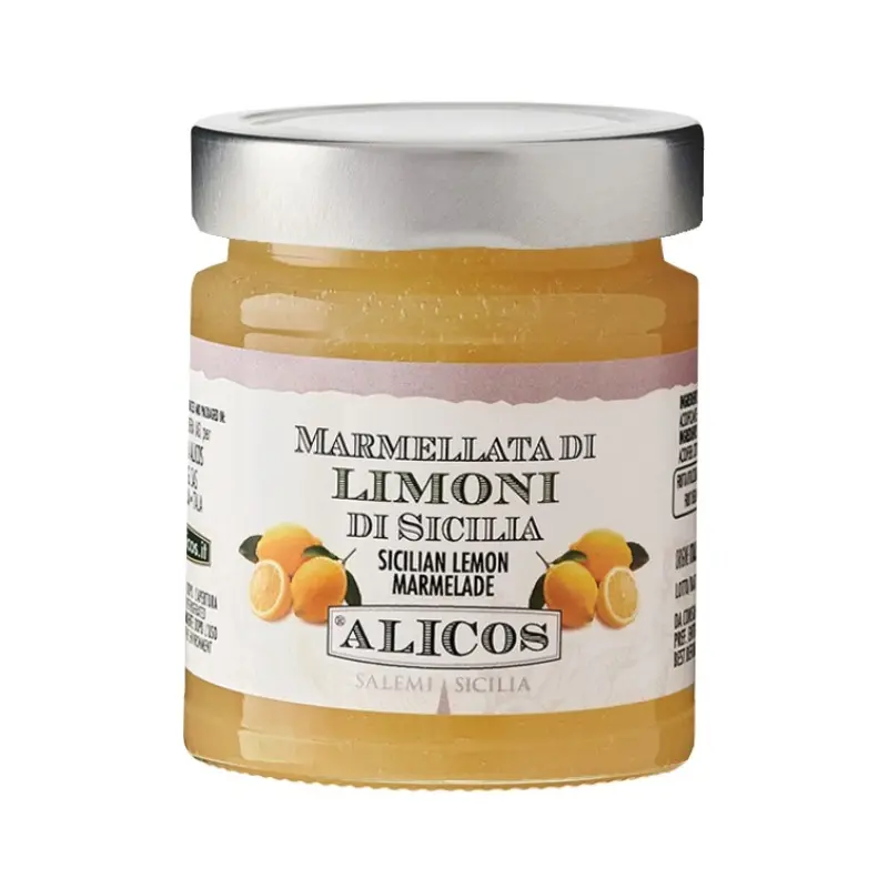 Made in Italy traditional jam fruit preserved glass jar 220 g sweet sicilian lemon marmalad for sale