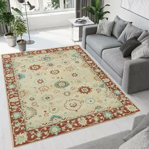 Indian Exporters Living Room Bedroom Dining Room Beige Color In Wool Silk Carpet Embroidered Luxury Persian Hand Knotted Carpets