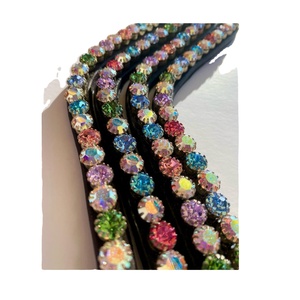 100% หนังวัวแท้ขี่ม้าม้าคิ้ววงดนตรีที่มีหลายสี Swarovski คริสตัลขายส่งผู้ผลิตการออกแบบที่กำหนดเอง - Product Image 1