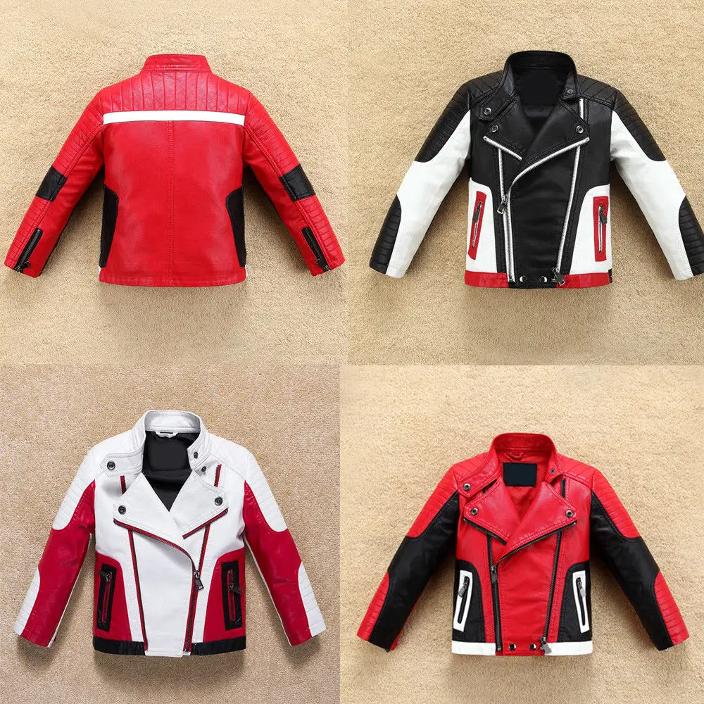 Cool Kids Boys Leather jacket Thick Warm Coat Biker High-quality Outerwear Gifts Wholesale