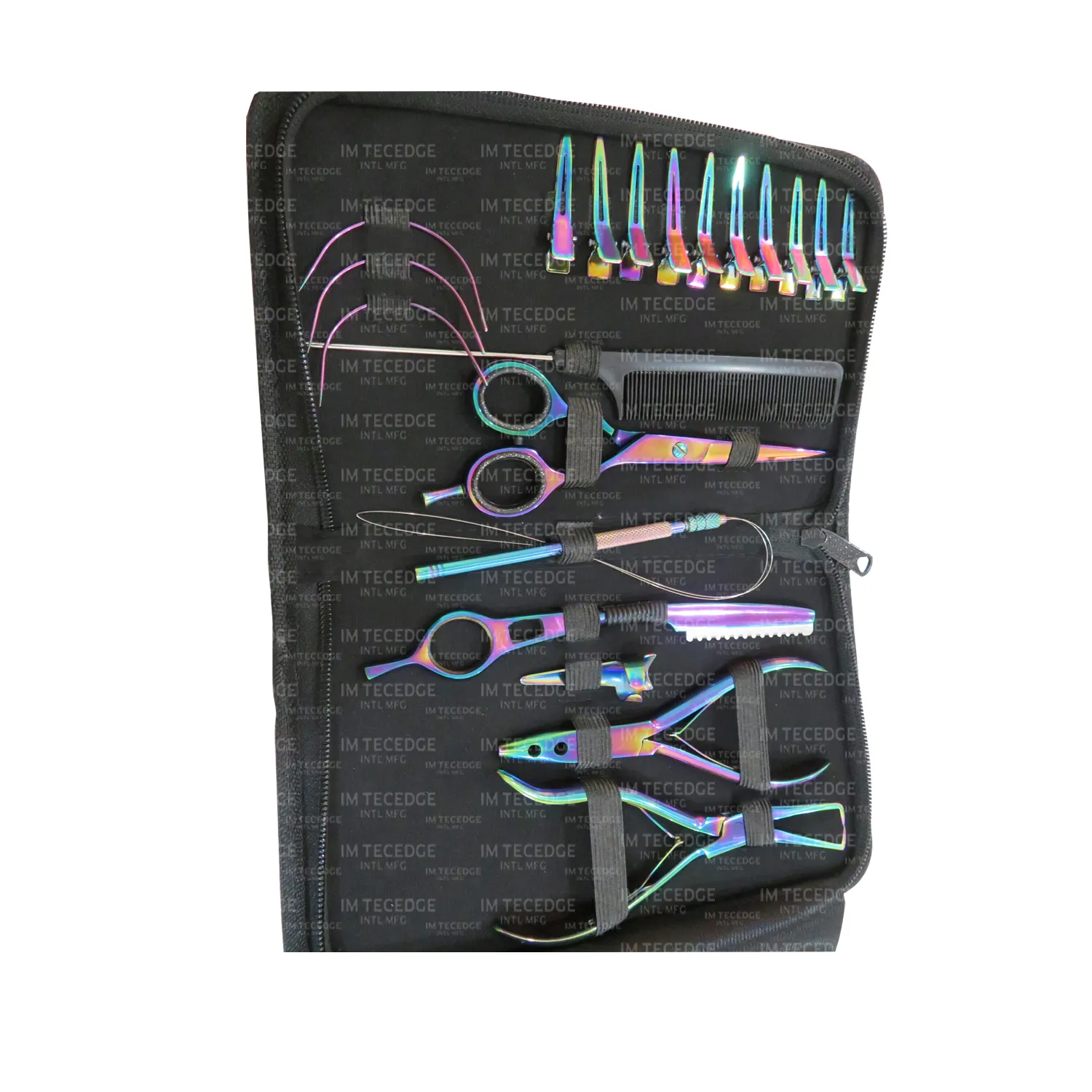 Clip On Hair Extensions Kit Premium-Qualität Mehrfarbige Maschine Plasma beschichtete Zange Werkzeuge Set