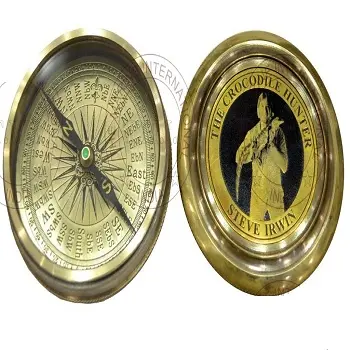 Antiker Messing kompass ~ DER CROCODILE HUNTER Kompass mit Deckel ~ Nautisches Geschenk